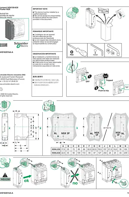 schneider施耐德Neutral link for ComPact NSX100-630_ FPower NSX - 说明页